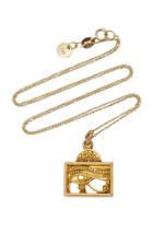 Fox And Bond Vintage Egyptian Eye 14k Gold Pendant Necklace