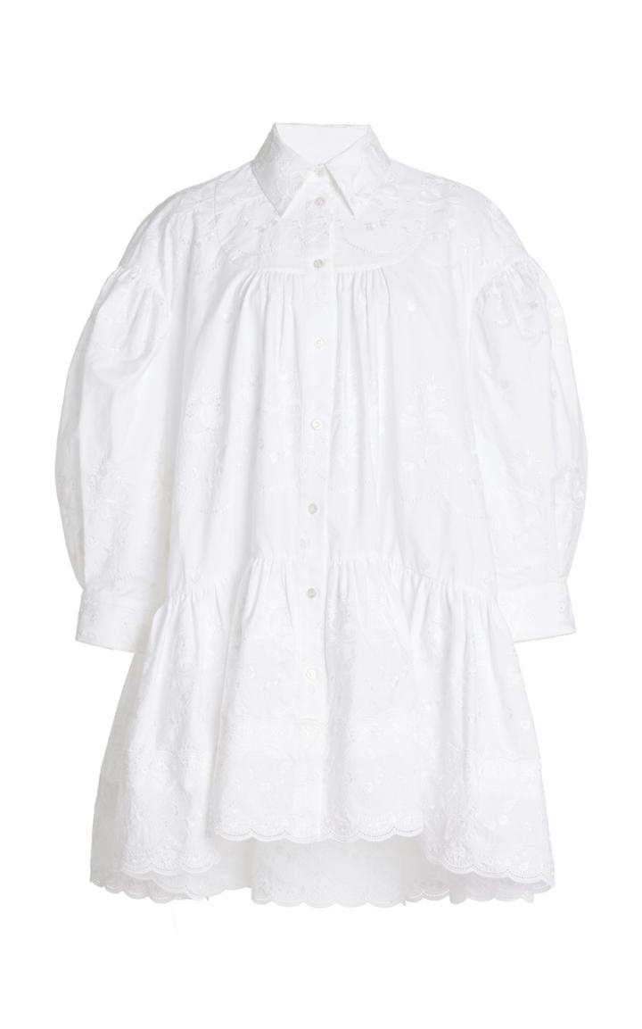 Moda Operandi Simone Rocha Pleated Cotton-poplin Top