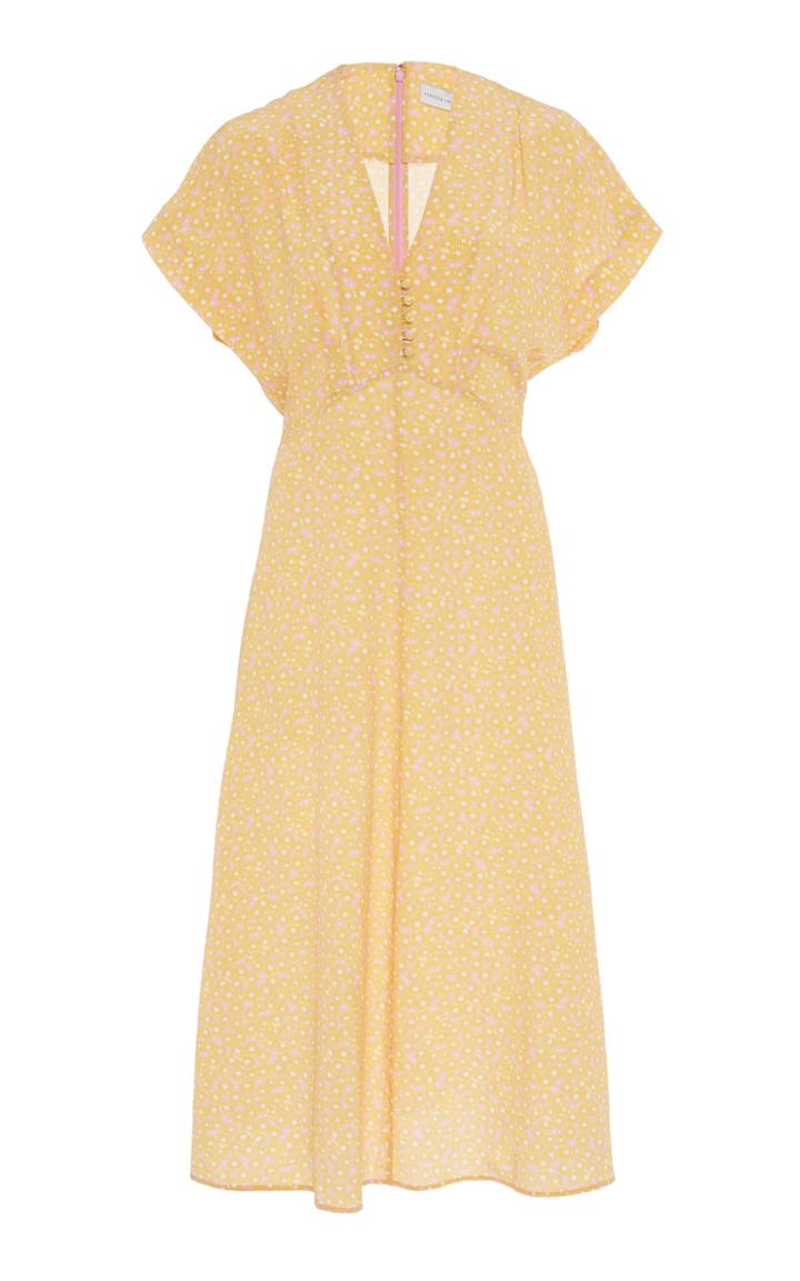 Moda Operandi Rebecca Vallance Rosette Silk Midi Dress Size: 4