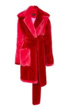 Christian Siriano Color Blocked Faux Fur Coat
