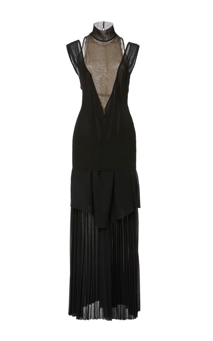 Proenza Schouler Short Sleeve Pleated Gauze Jersey Dress