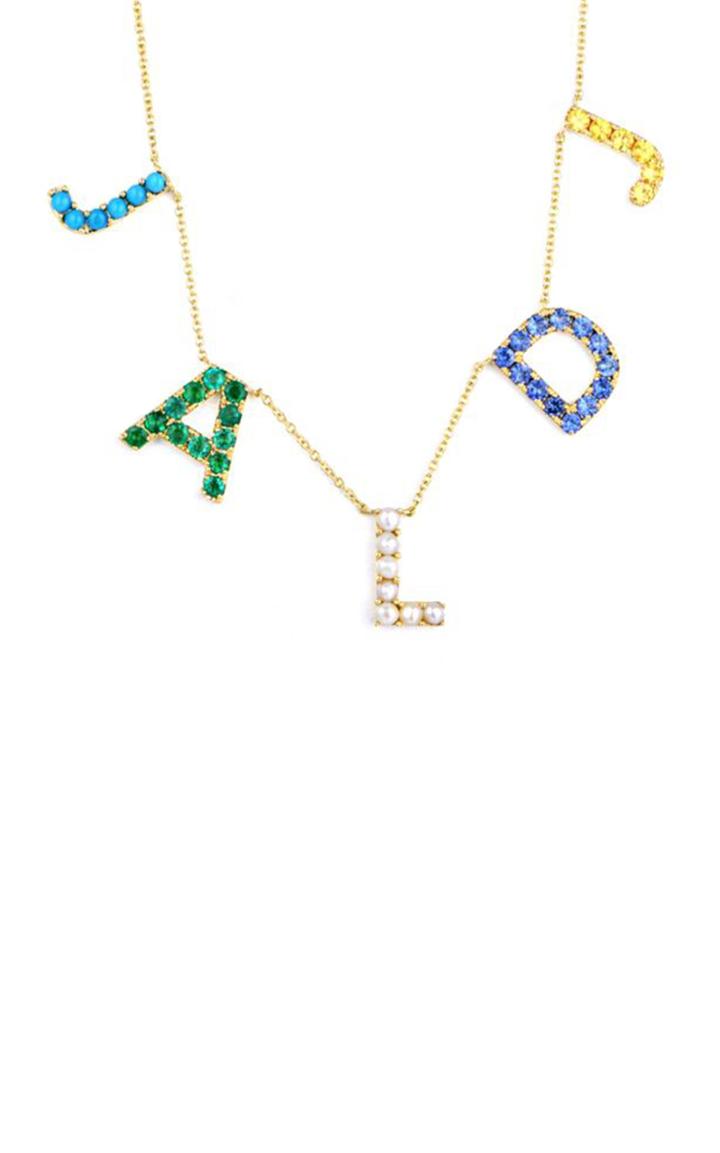 Moda Operandi Luisa Alexander 14k Yellow Gold Five Initials Gemstone Necklace