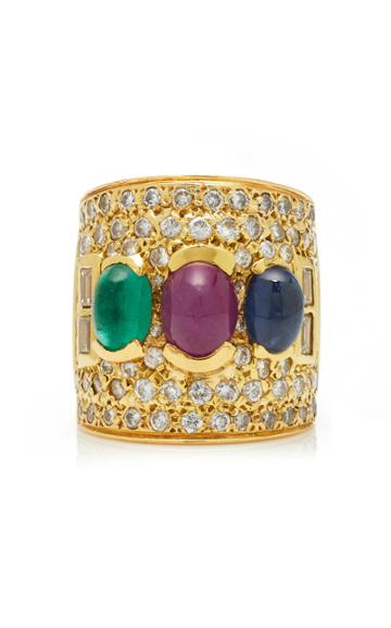 Jill Heller Vintage Vintage Multi-colored Stone And Gold Ring
