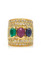 Jill Heller Vintage Vintage Multi-colored Stone And Gold Ring