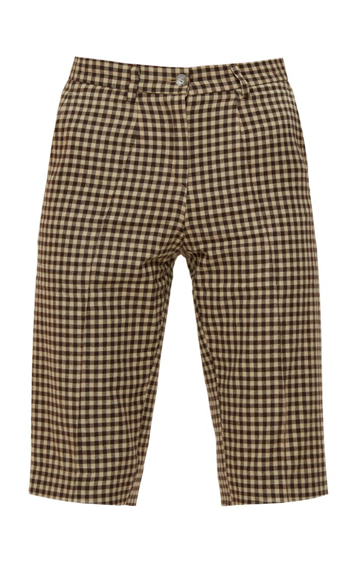 Mach & Mach Brown Colored Check Shorts