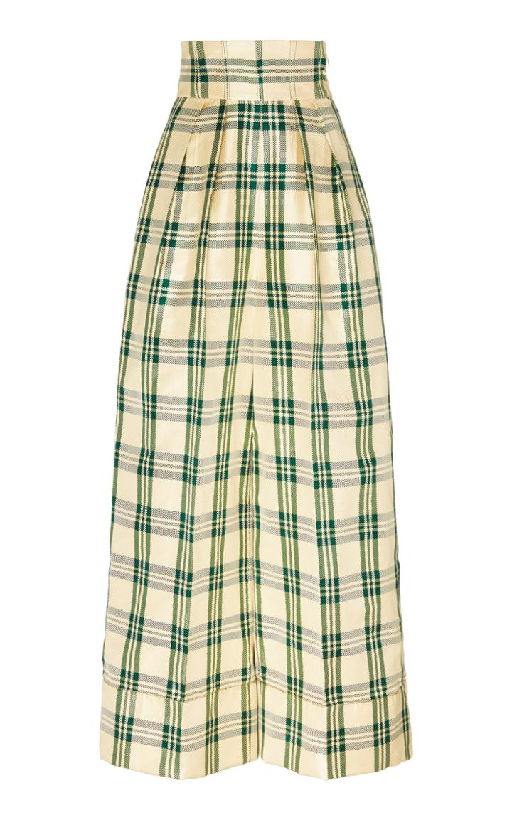 Rosie Assoulin Plaid Silk-blend Wide-leg Pants