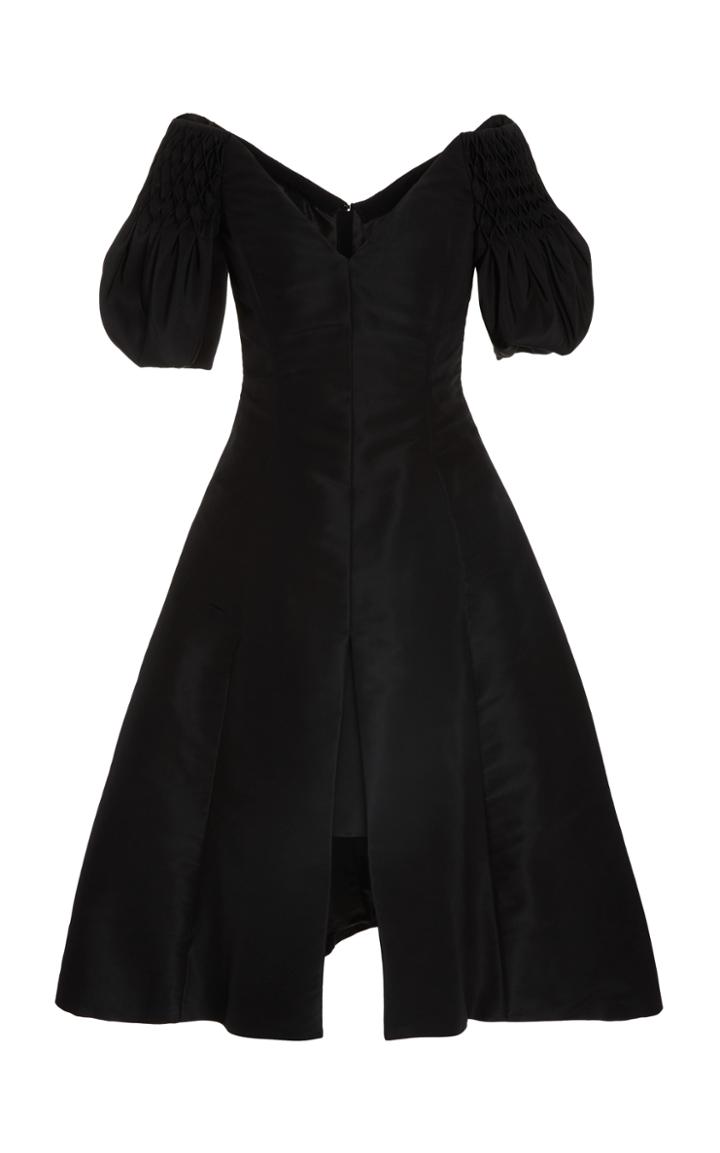 Elizabeth Kennedy Off The Shoulder Tea Length Dress