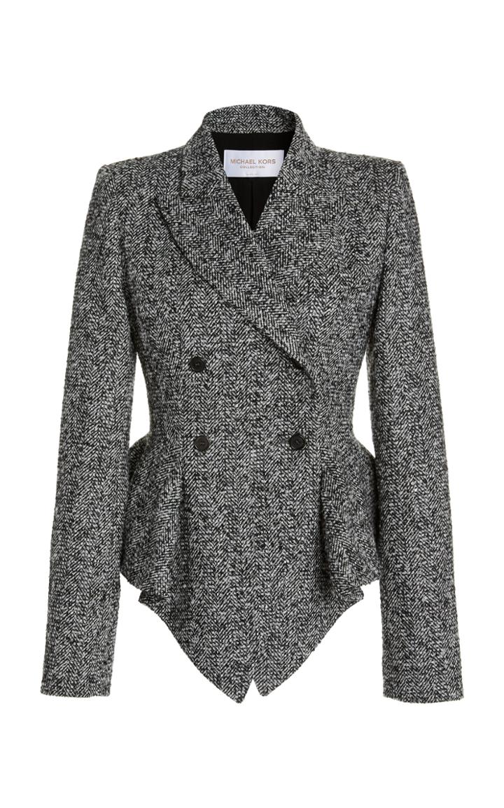 Moda Operandi Michael Kors Collection Herringbone Tweed Peplum Blazer