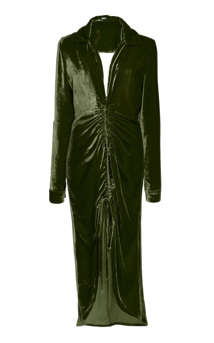 Cult Gaia Shira Gathered Velvet Shirt Dress