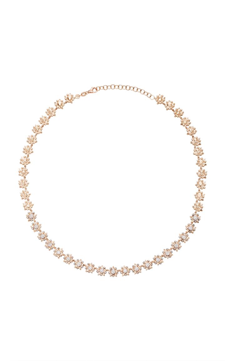 Kismet By Milka Eclectics White And Champagne Diamond Full Mini Star Rose Gold Necklace