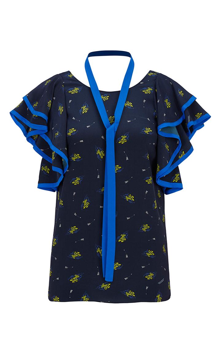 Dorothee Schumacher Cosmic Navy Fantasy Flutter Blouse