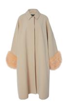 Sally Lapointe Oversized Fur-cuff Cotton And Silk Canvas Coat