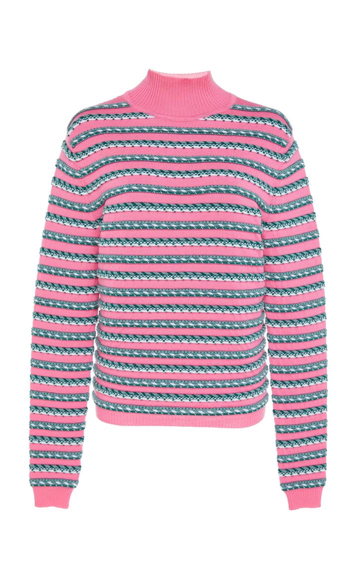 Rosie Assoulin Ottoman Stripe Mock Neck Wool Sweater