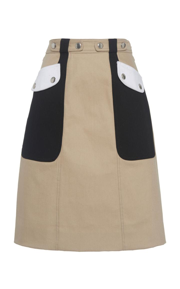 Giambattista Valli Colorblocked Cotton-blend Gabardine Skirt