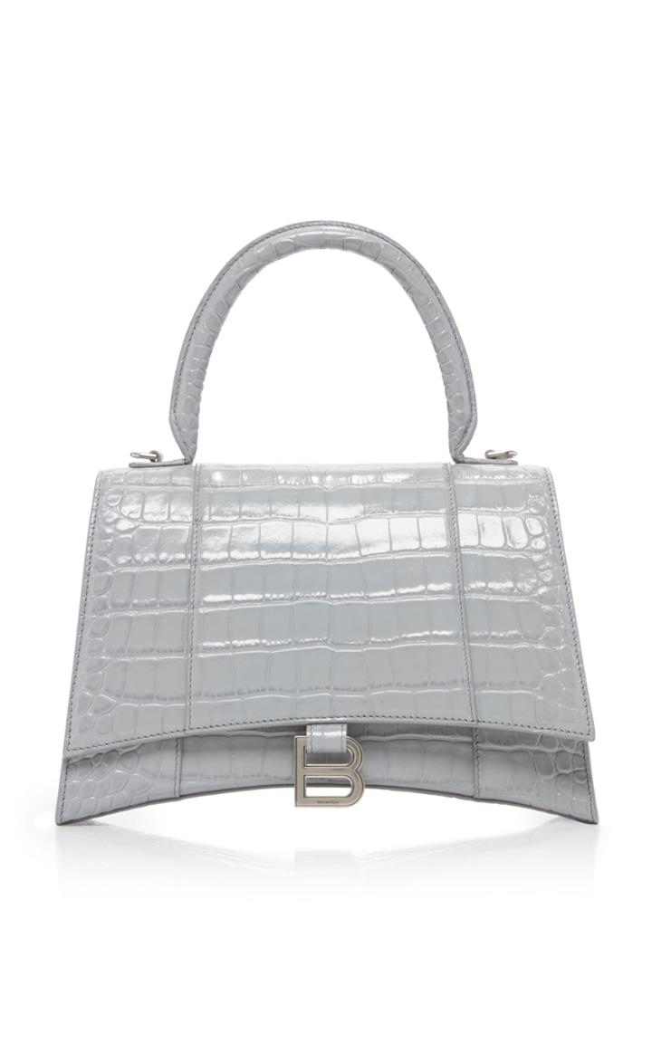 Balenciaga Houglass Croc-effect Leather Handbag