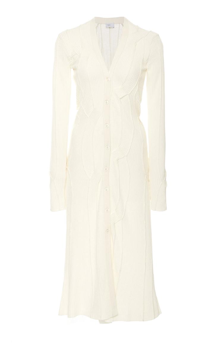Rosetta Getty Reversed Cable Strip Wool Cardigan Dress