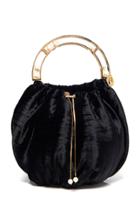 Moda Operandi Rosantica Irma Pearl Embellished Velvet Top Handle Bag