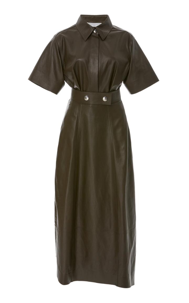 Victoria Beckham Belted Leather Shirt Dress