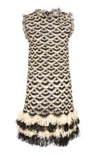 Oscar De La Renta Fringed Pointelle-raffia Dress