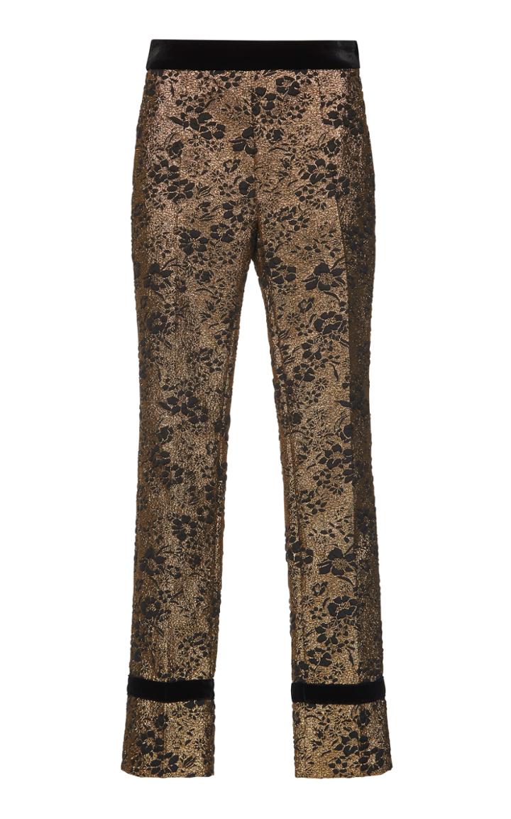 Lanvin Gold Cloque Straight Leg Pant