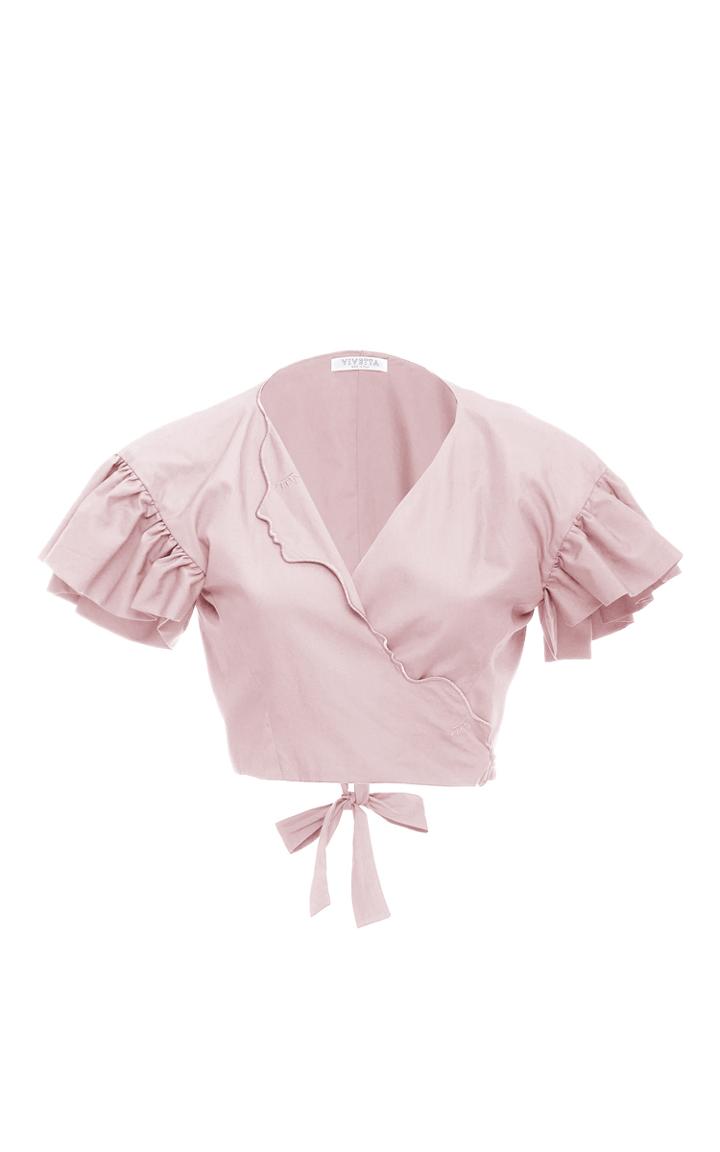 Vivetta Ruffle Sleeve Cropped Blouse
