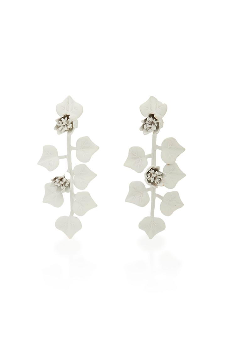 Oscar De La Renta Painted Ivy Drop Earrings