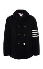 Thom Browne Double-breasted Striped Shearling Peacoat