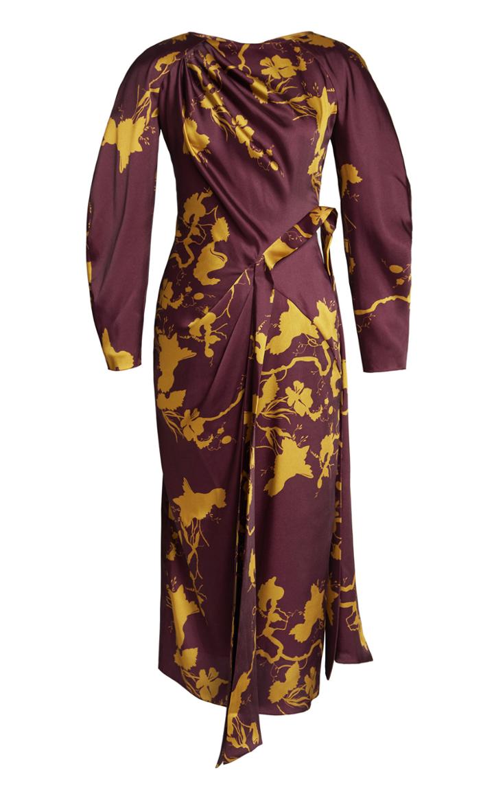 Lake Studio Asymmetric Floral Printed Jersey Midi Dress