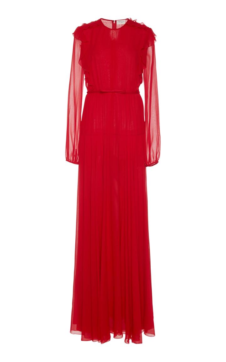 Giambattista Valli Silk Long Sleeve Ruffled Gown