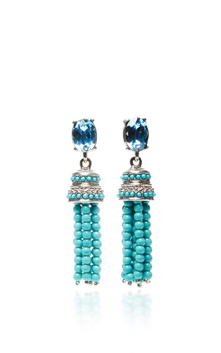 Oscar De La Renta Beaded Tassel Earrings