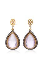 Sara Weinstock 18k Gold Rose Quartz And Diamond Earrings