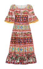 Dolce & Gabbana Bell Sleeve Midi Dress