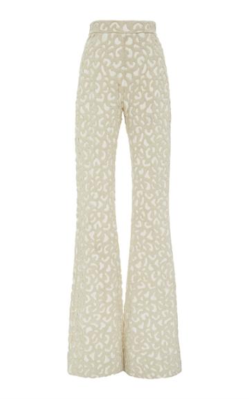 Brandon Maxwell Leopard Pearl Embroidered Pant
