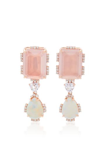 Dana Rebecca 14k Rose Gold Quartz Kunzite And White Opal Drop Earrings