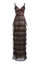 Moda Operandi J. Mendel Metallic Tiered Gown Size: 2