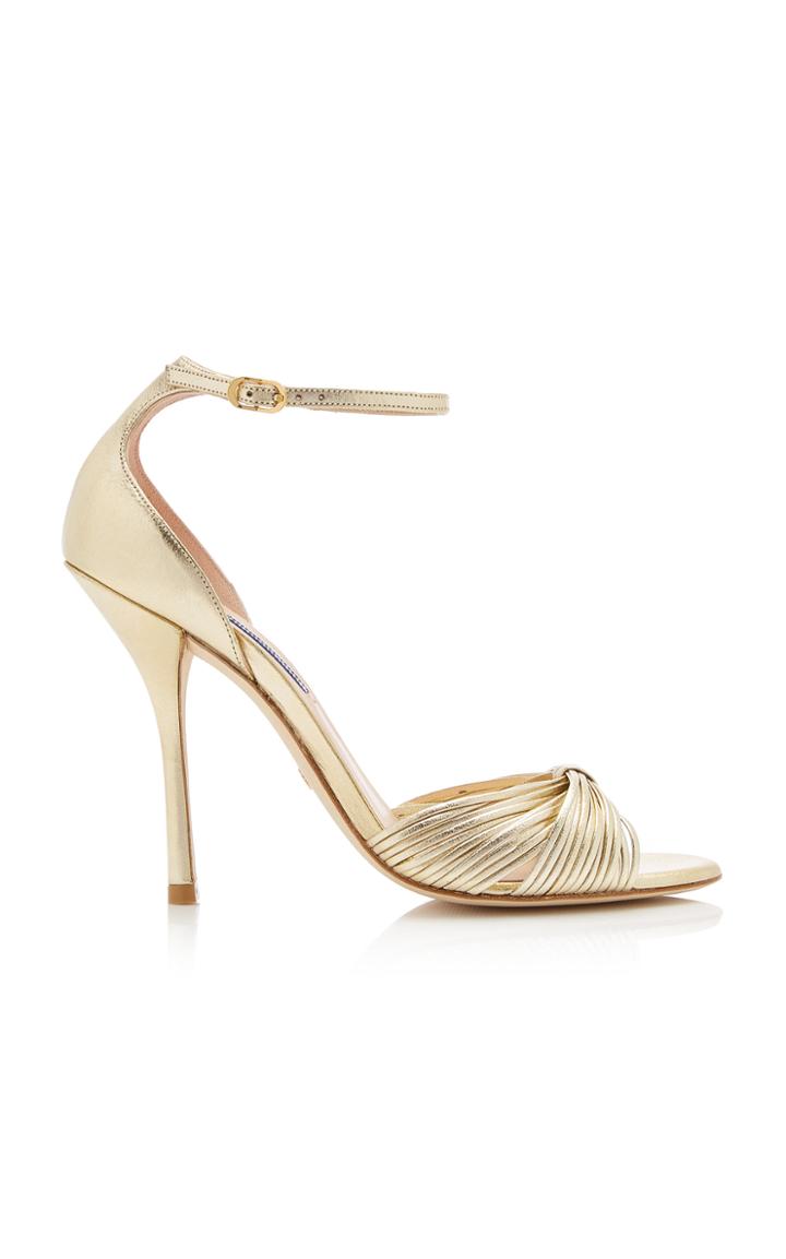Stuart Weitzman Paulette Metallic-leather Sandals