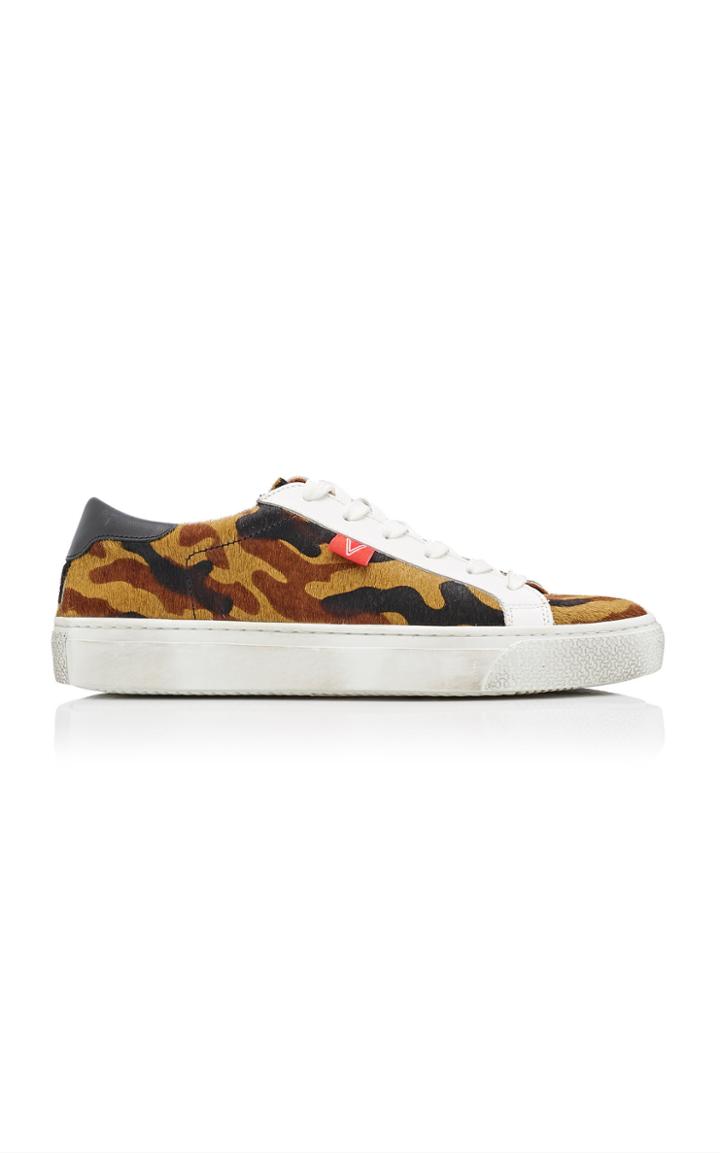 Veronica Beard Sami Printed Suede And Leather Sneakers