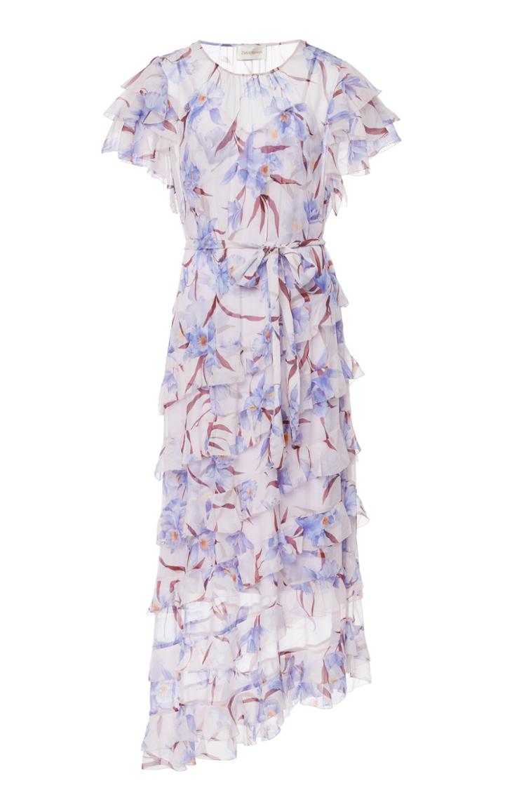 Zimmermann Corsage Flutter Floral Silk Dress