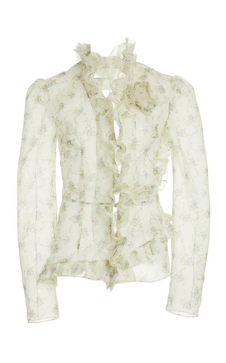 Moda Operandi Brock Collection Ruffled Floral Silk Blouse