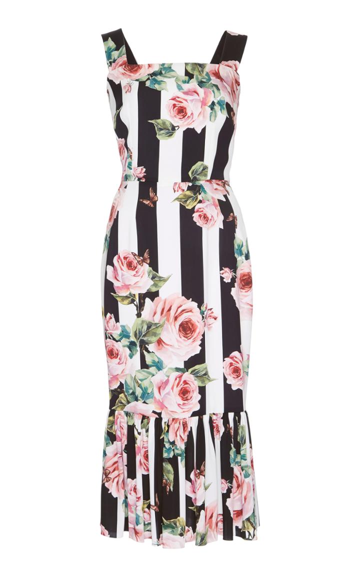 Dolce & Gabbana Sleeveless Rose Printed Midi Dress
