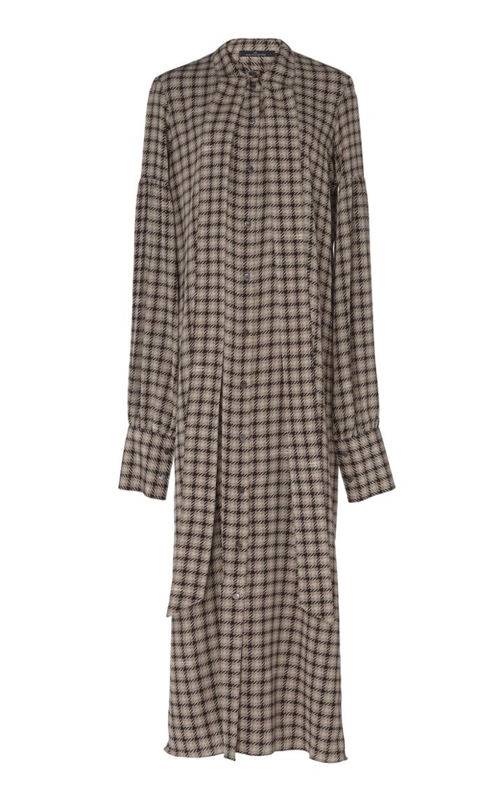 Rokh Oversized Silk Houndstooth Dress