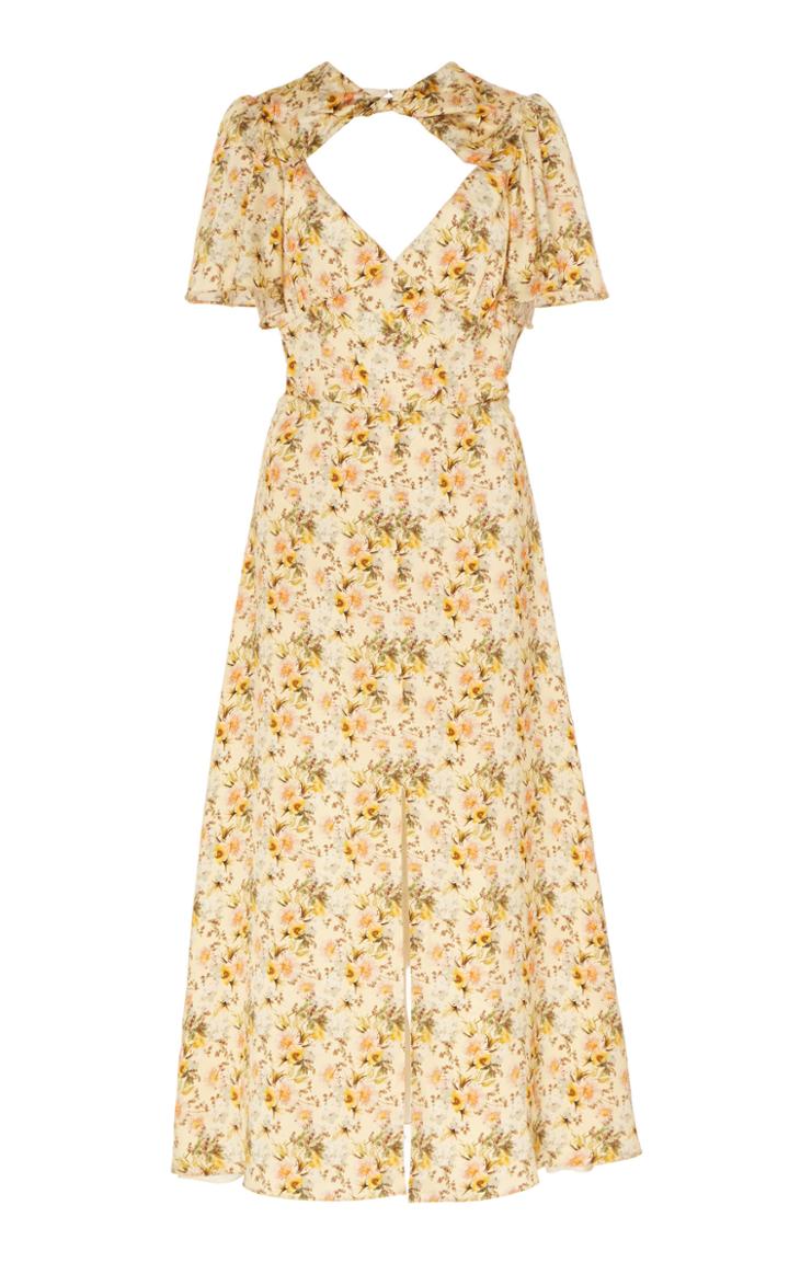 Moda Operandi Markarian Virgil Floral Satin Twist Neck Dress Size: 0