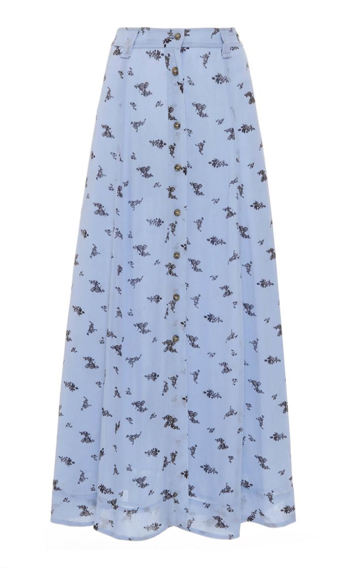 Ganni Floral-print Georgette Midi Skirt