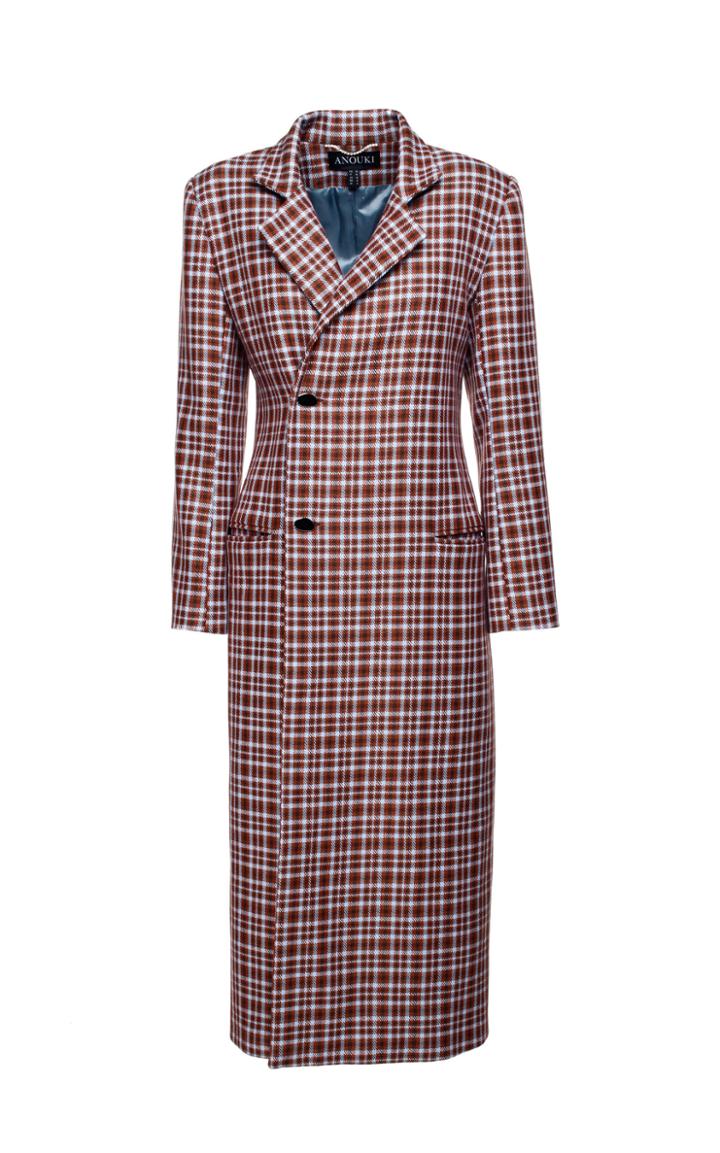 Anouki Wool Blend Checkered Coat