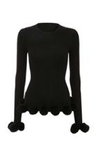 Moda Operandi Jw Anderson Pom Pom-detailed Ribbed-knit Wool Top