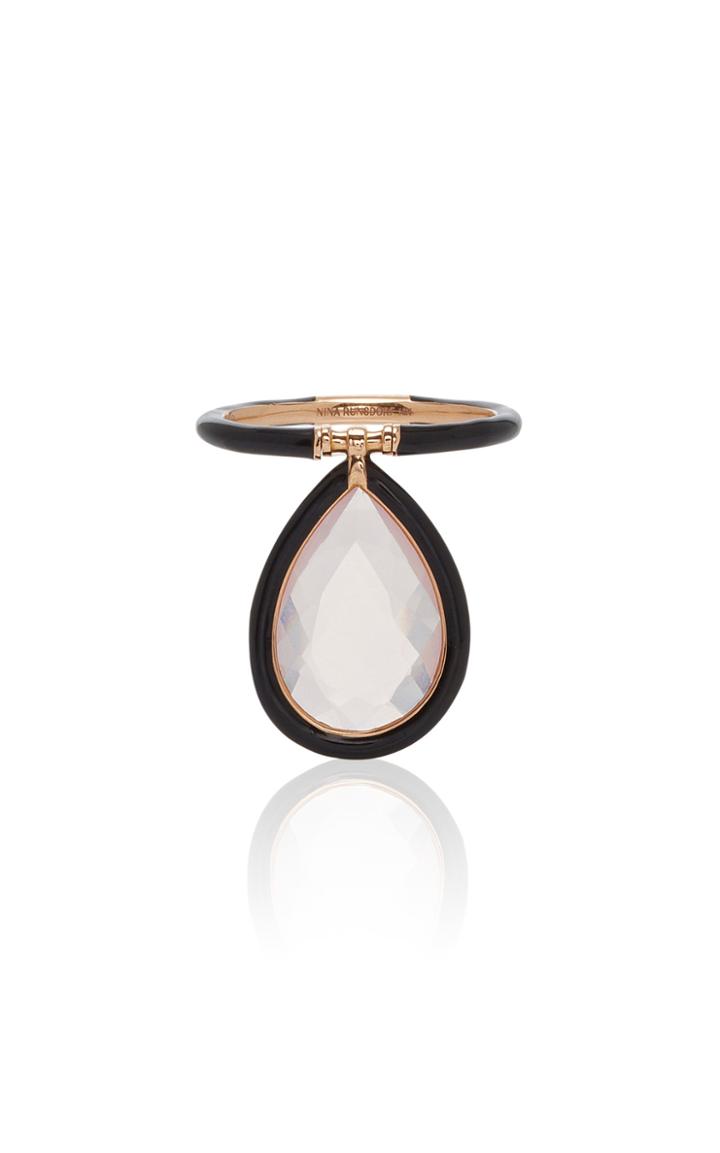Moda Operandi Nina Runsdorf The Artist Black Enamel Large Ring Size: 6.5