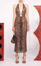 Moda Operandi Versace Cutout-detailed Python Satin Maxi Halter Dress