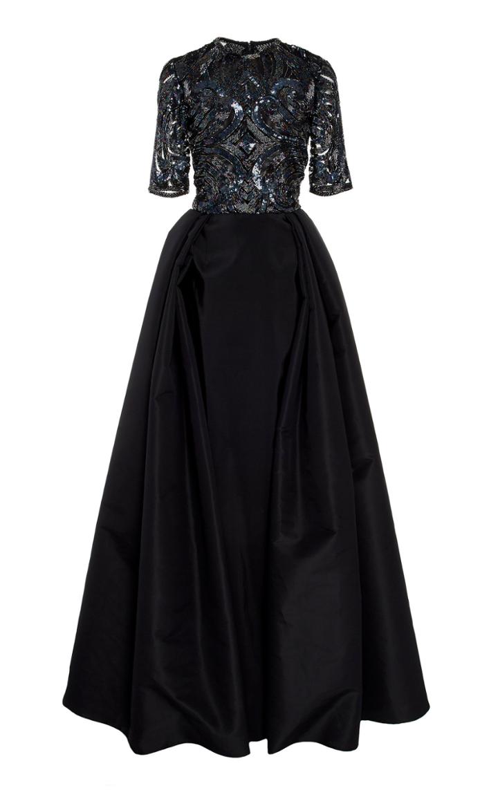 Naeem Khan Sequin Embellished Silk Gown