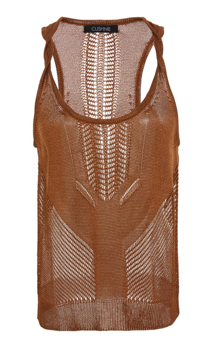 Cushnie Twisted Strap Open-knit Tank Top