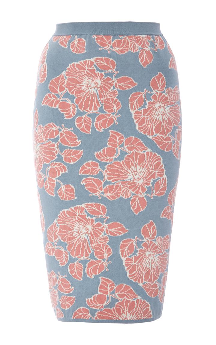 Tak.ori Light Blue Printed A-line Skirt